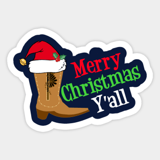 Merry Christmas Yall Cowboy Sticker